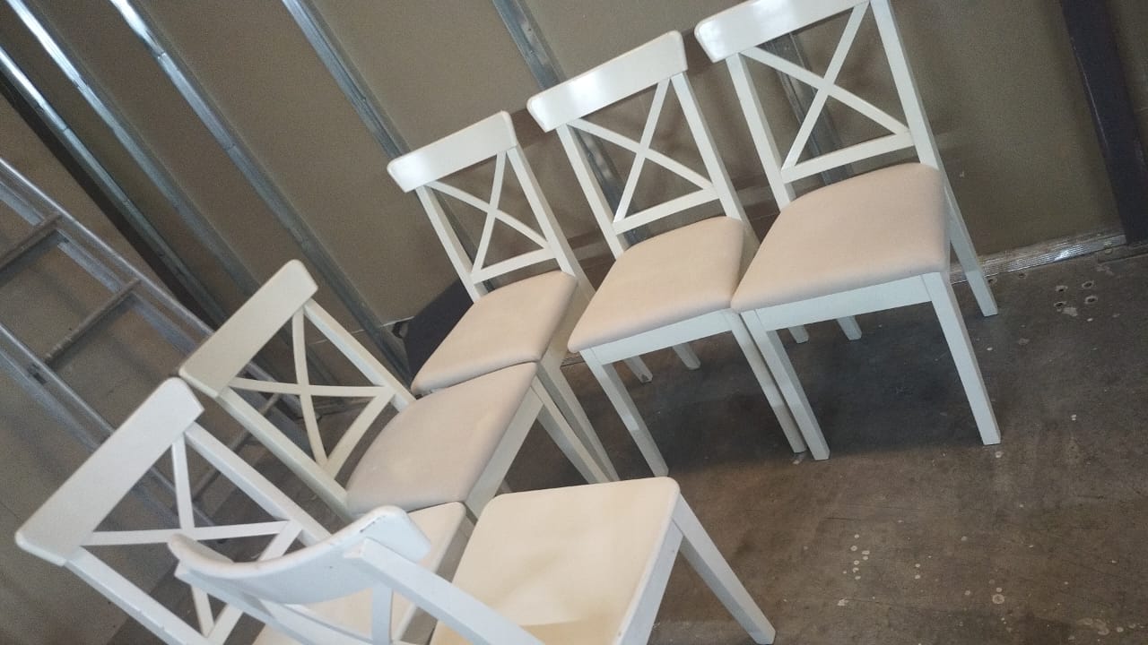 IKEA rosentorp extendable dining table with 6 ingolf chairs