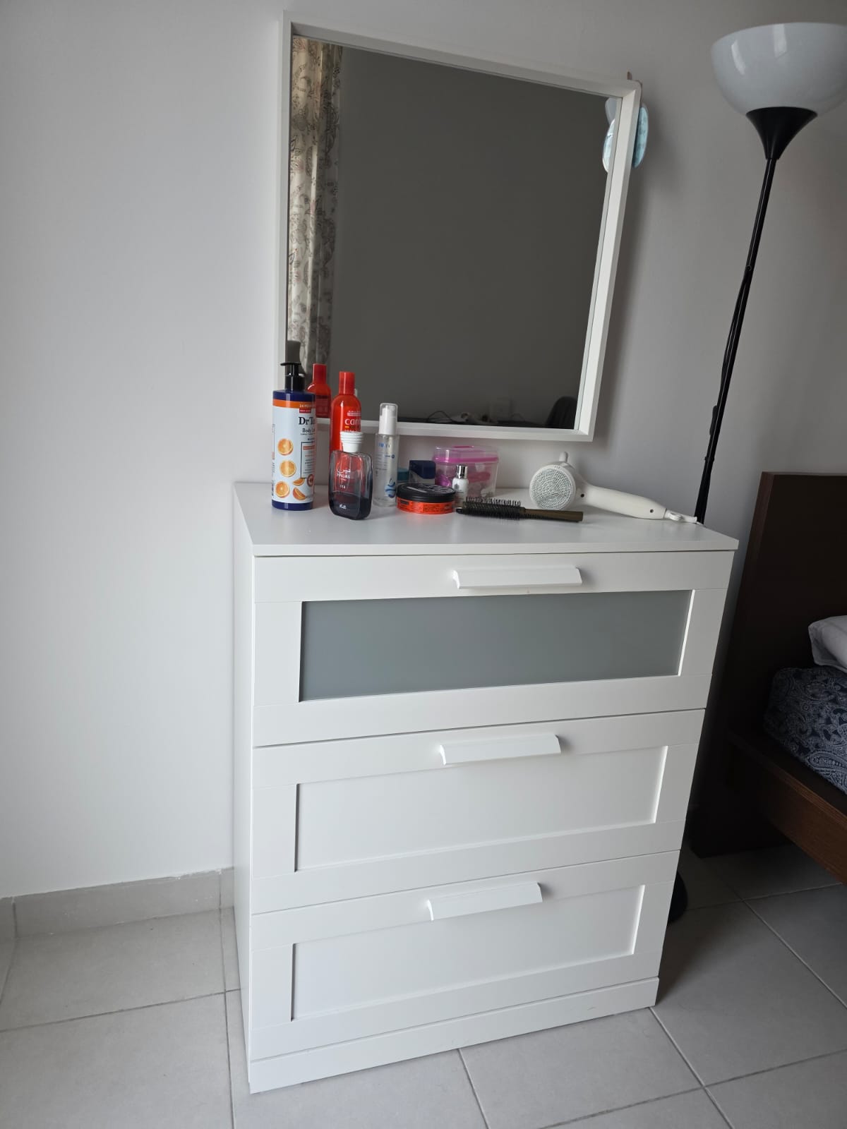 White chest of drawers with mirror - original photo