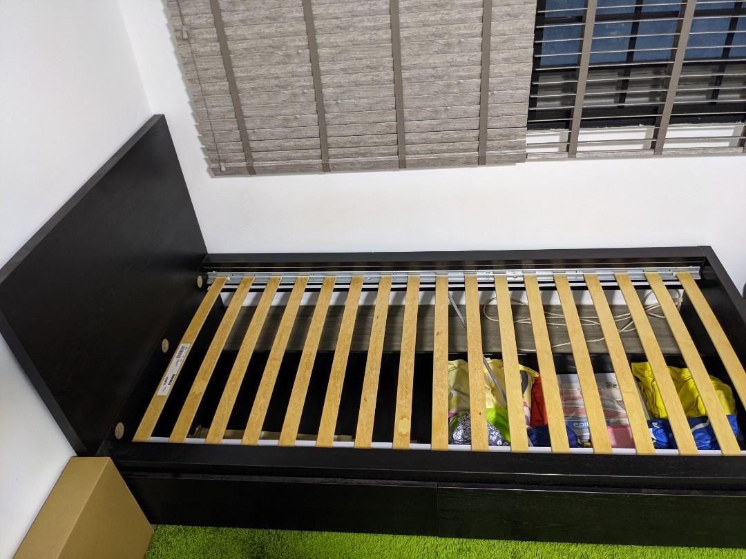 IKEA malm single bed frame with 2 storage drawer