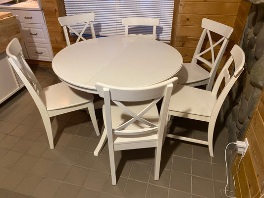 IKEA ingatorp extendable dining table with 6 ingolf chairs