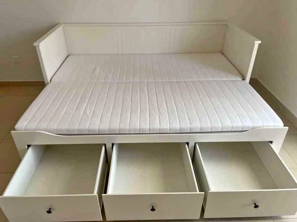 IKEA hemnes day bed with 2 foam mattresses