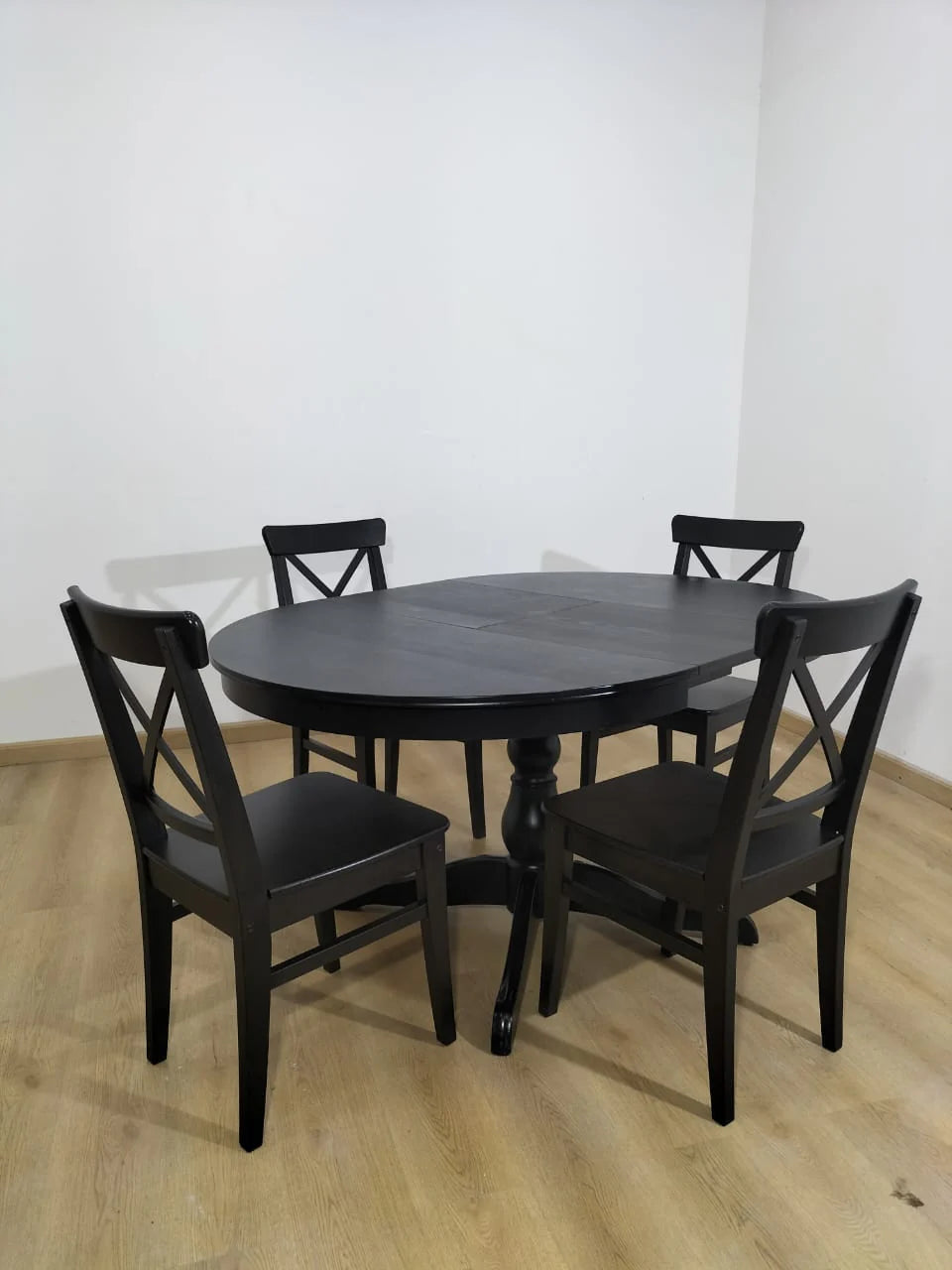 IKEA rosentorp extendable dining table with 6 ingolf chairs
