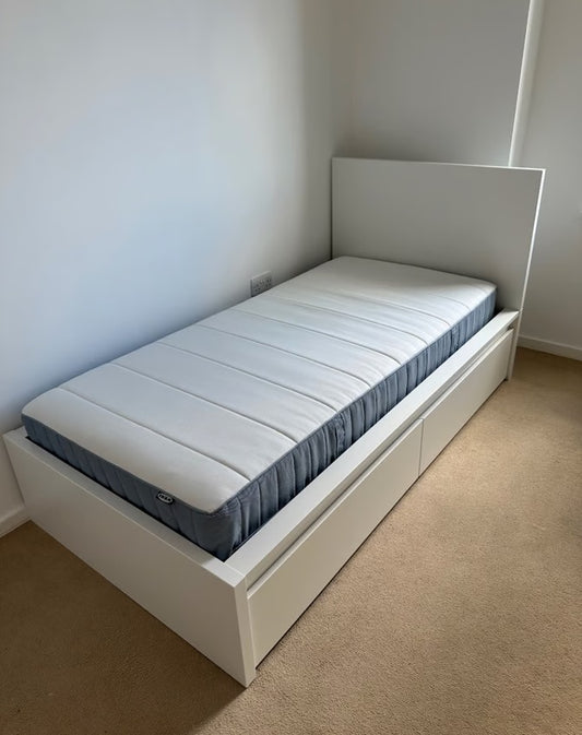 Ikea malm single bed with 2 storage drawers and mattress