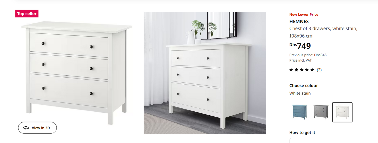 IKEA hemnes chest of 3 drawer