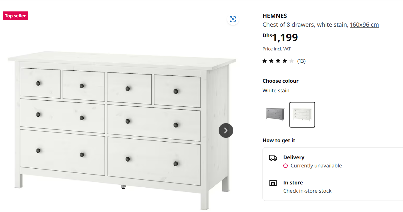 IKEA hemnes chest of drawer