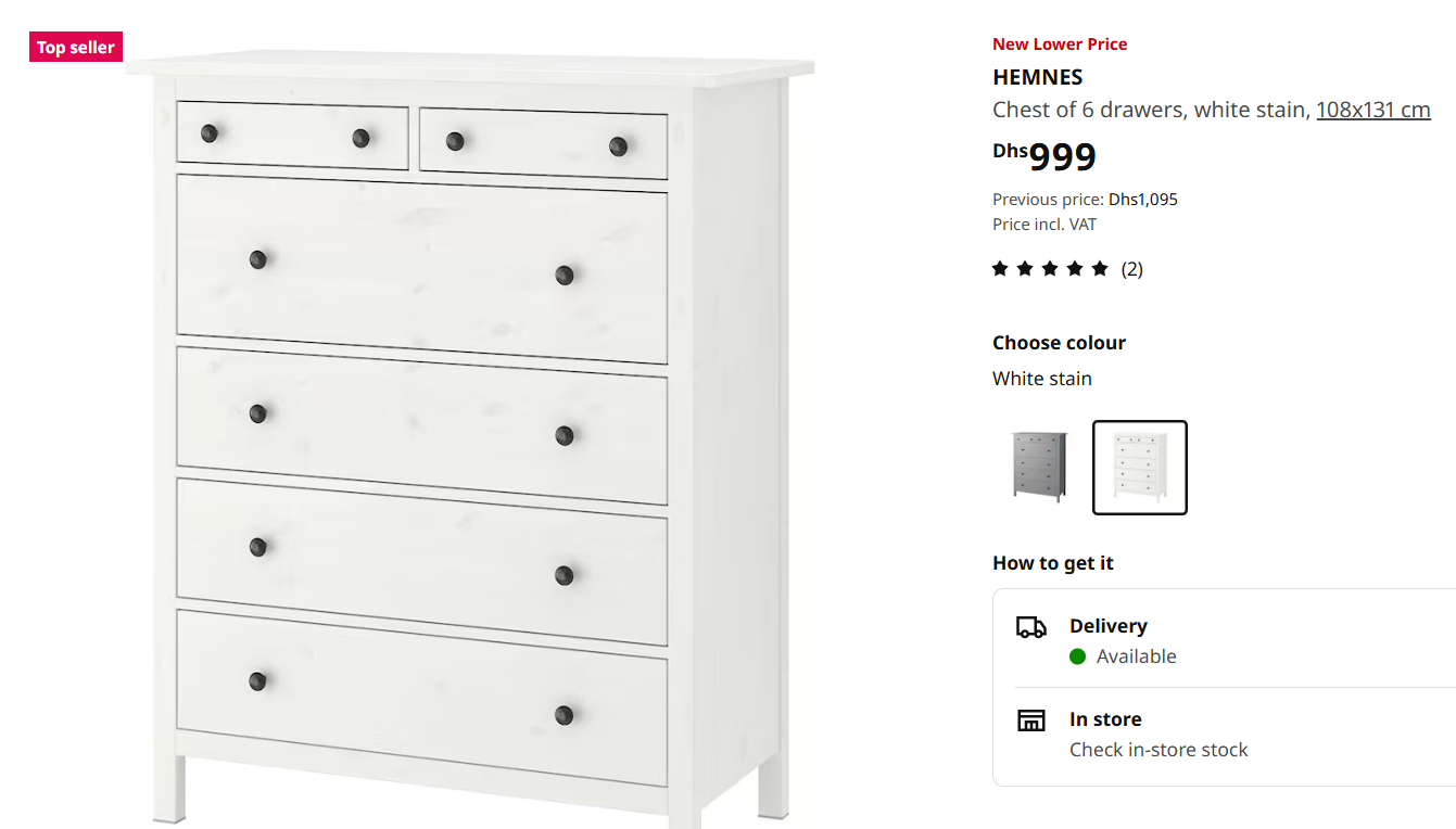 IKEA hemnes chest of drawer