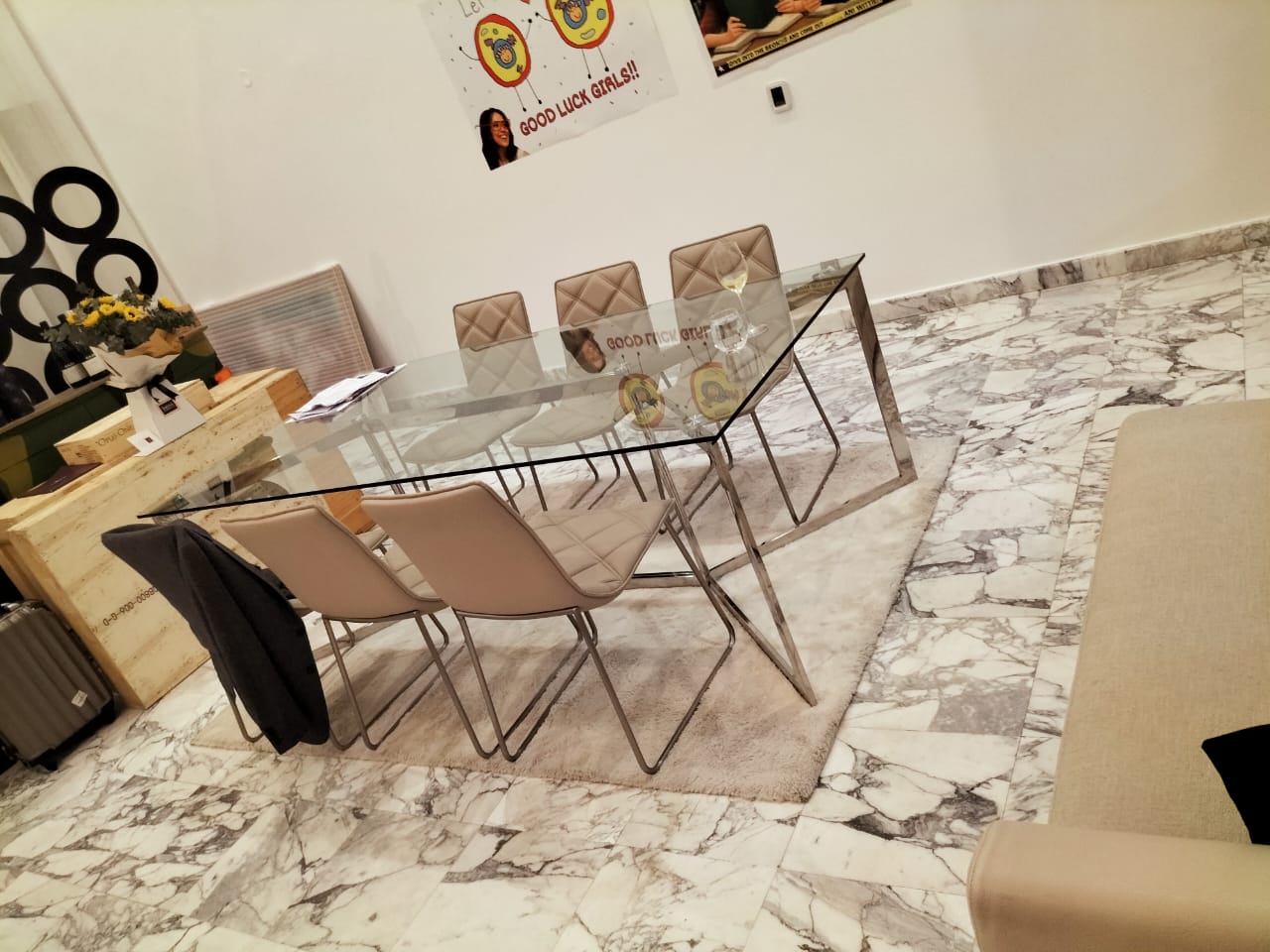 Glass dining table