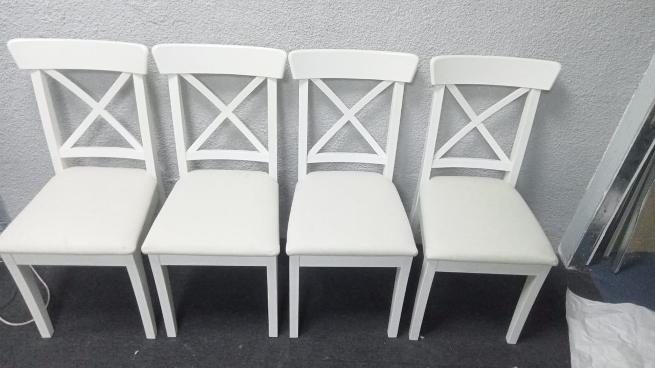 IKEA rosentorp extendable dining table with 6 ingolf chairs