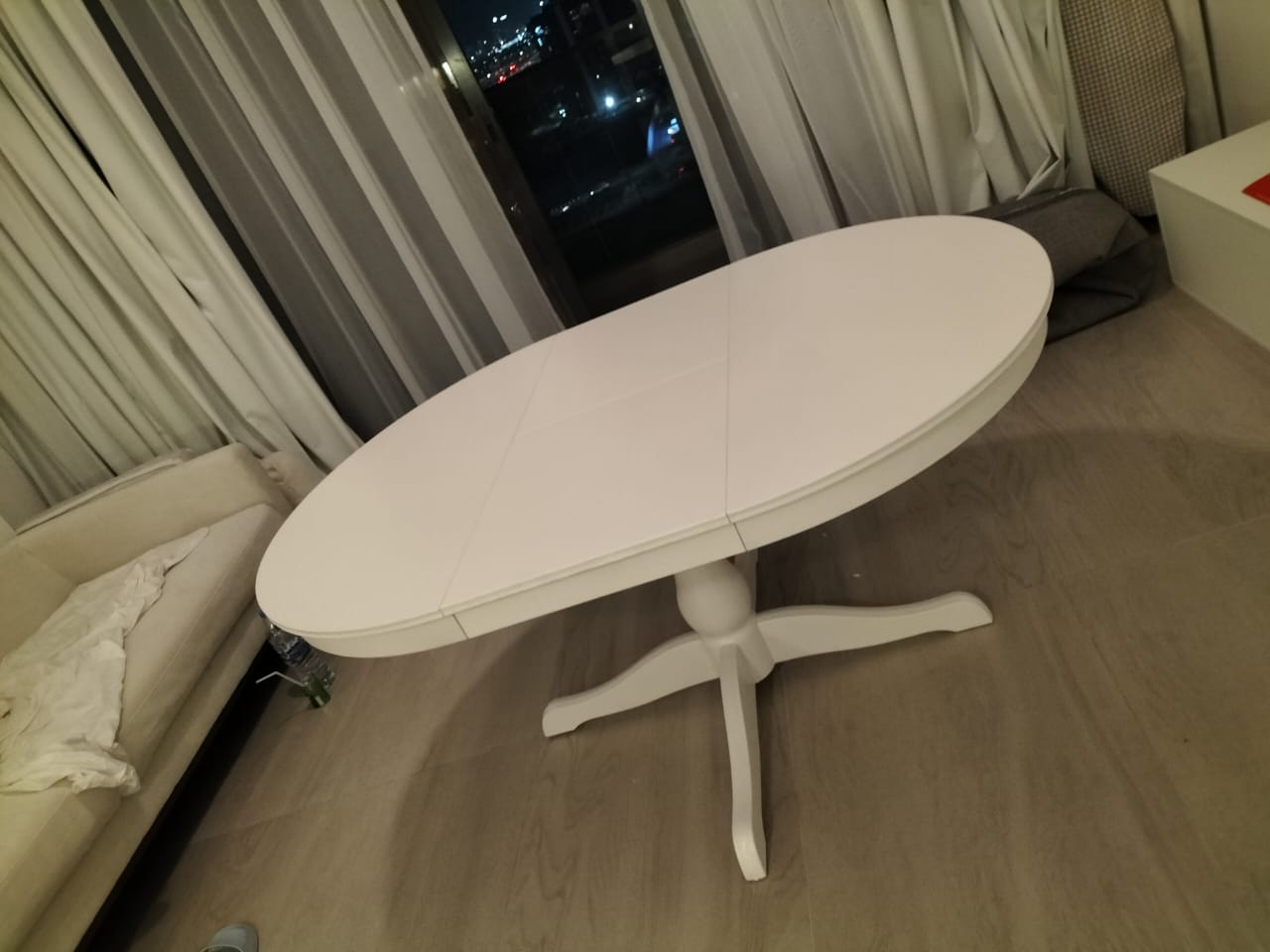 IKEA rosentorp extendable dining table with 6 ingolf chairs