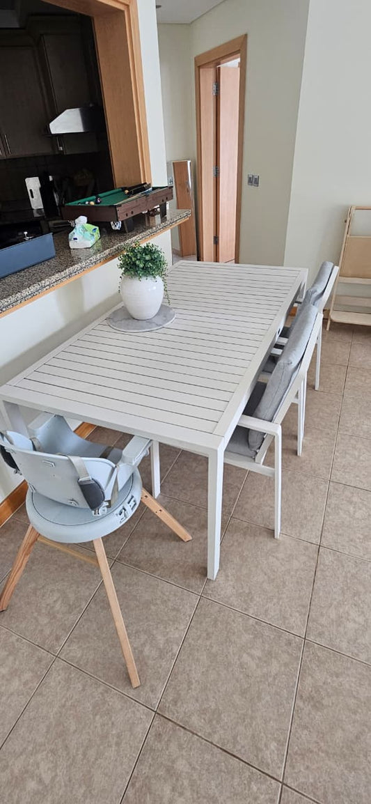 Outdoor dining table set with chairs