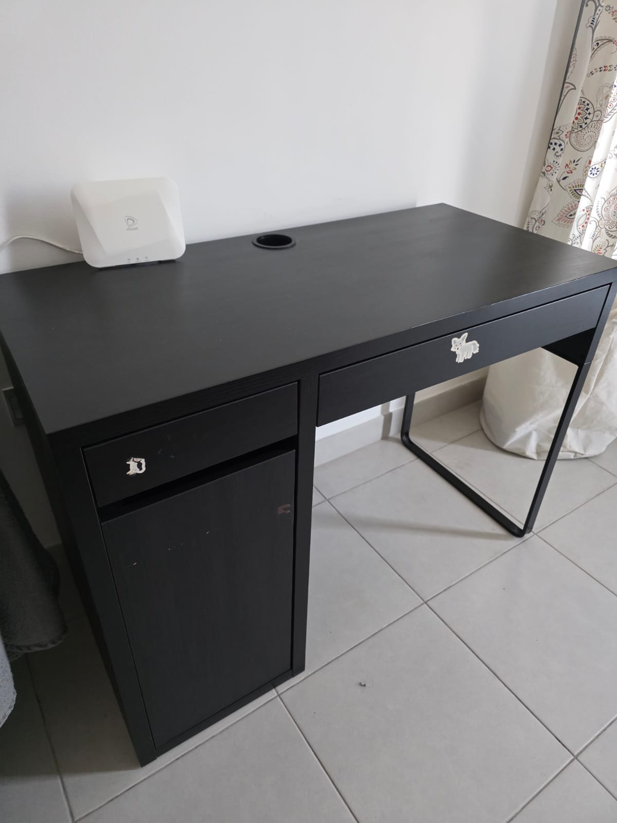 Black desk with storage cabinet - original photo