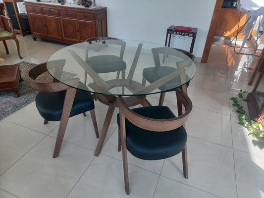Round Glass Dining Table with 4 Chairs